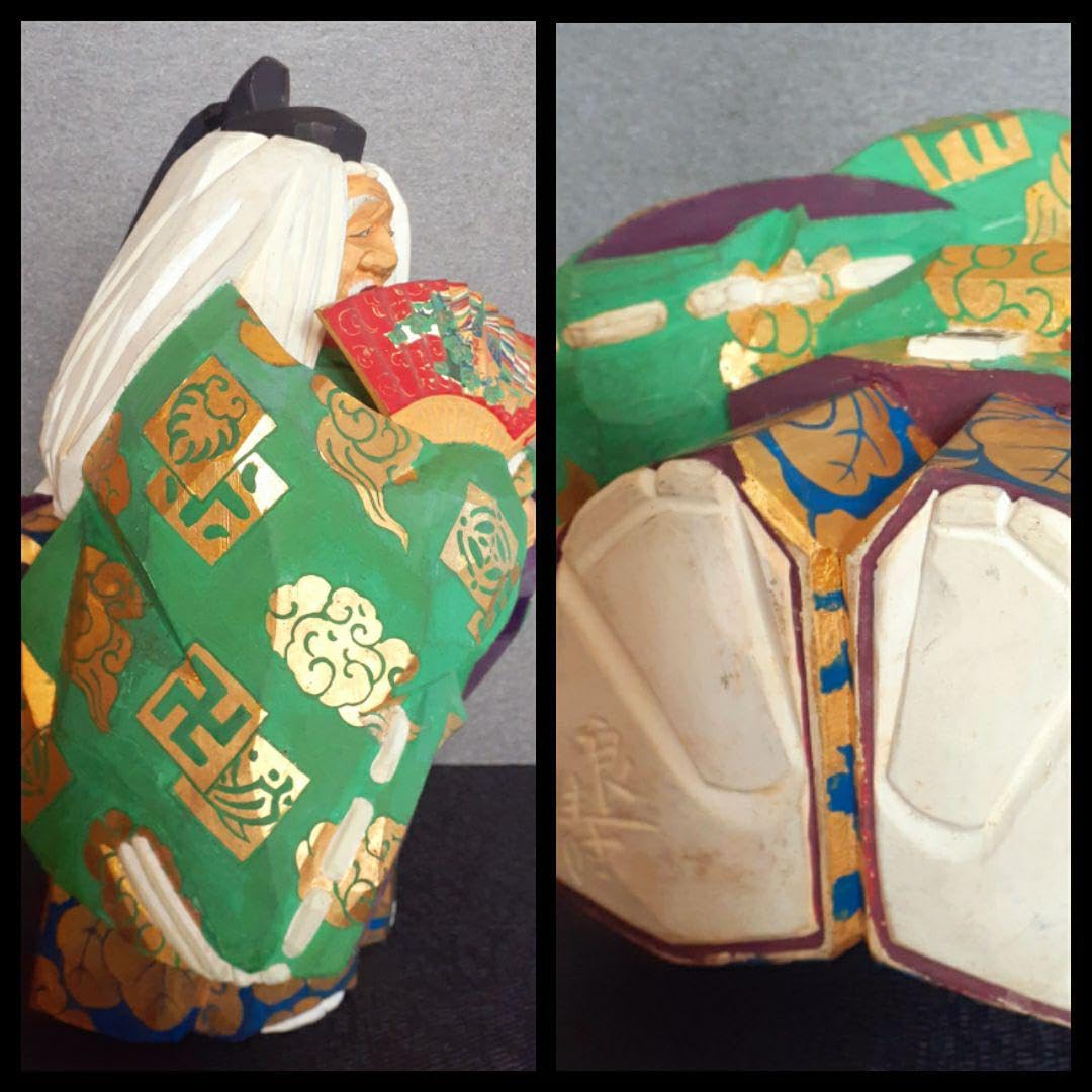 B234s「木彫 犬張子香合 彩色」田中主水作　共箱　住吉大社　住吉有職　仏師 B234s「木彫 犬張子香合 彩色」田中主水作共箱住吉大社住吉有職仏師